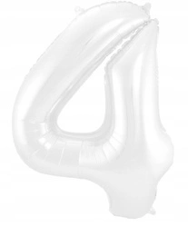 Balon foliowy CYFRA BIAŁA 4 na urodziny jubileusz rocznicę imprezę 100cm
