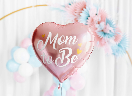 Balon Foliowy Serce Różowe Mom to Be na Baby Shower dla przyszłej Mamy 35cm