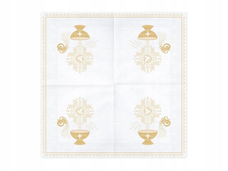 Serwetki na CHRZEST Święty 33x33cm 20szt ZŁOTE