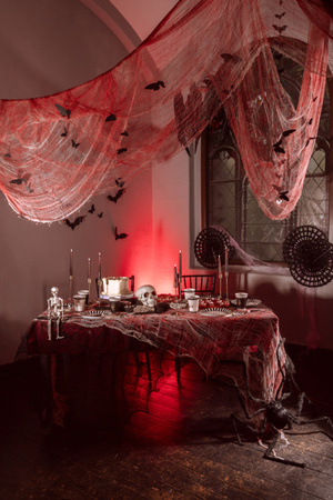 Duża Rozeta Dekoracyjna Czarna Pajęczyna Pająk Dekoracja na Halloween 50cm