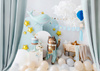 Duża Dekoracja bibułowa Balon honeycomb Niebieski Baby Shower Roczek 90cm