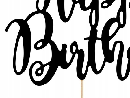 TOPPER na tort HAPPY BIRTHDAY CZARNY 22,5cm ROCZEK