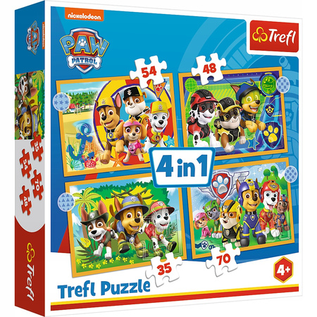 Puzzle WAKACYJNY PSI PATROL SKYE RUBBLE MARSHALL układanka 4w1 TREFL 4+