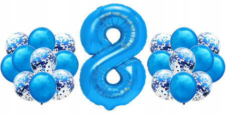 Zestaw CIEMNY NIEBIESKI na 8 URODZINY 100cm balony