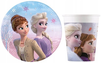 Zestaw KRAINA LODU 2 Talerzyki Kubeczki 16szt