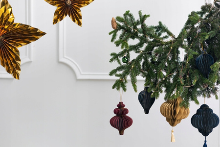 Rozety Dekoracyjne Gwiazdy Złote Wiszące na Święta Wesele Urodziny 3szt