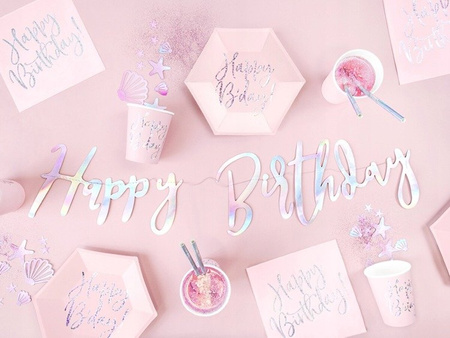 Talerzyki HAPPY B'DAY Pudrowy RÓŻ na urodziny 20cm