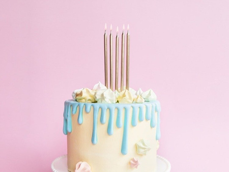 DŁUGIE Świeczki ZŁOTE 12szt na urodziny tort 12cm