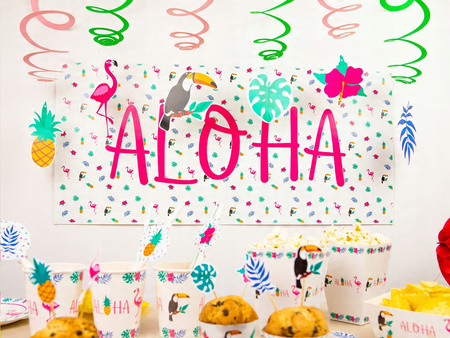 Duże Pudełka Aloha Party Hawajskie na popcorn słodycze Urodziny Roczek 6szt