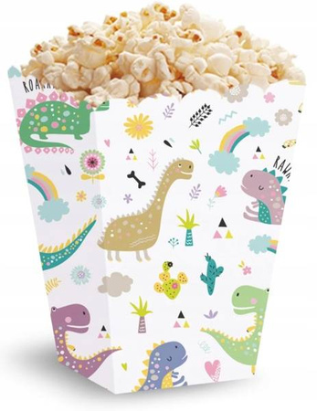 DUŻE Pudełka na Popcorn DINOZAURY 5szt Urodziny
