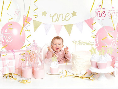 Pikery do muffinek 1st Birthday ZŁOTE 10cm ROCZEK