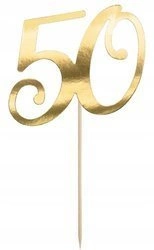 TOPPER ZŁOTY liczba 50 na urodziny na TORT 20,5cm