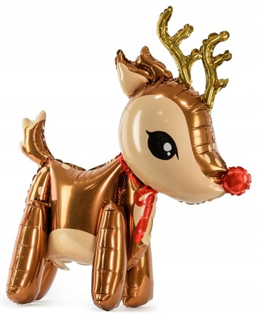 Duży Balon Stojący Renifer Rudolf Foliowy na Święta Boże Narodzenie 50x62cm