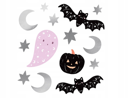 Naklejki na Ścianę Czarne Okno Balony Ozdoba Dekoracja na Halloween 56szt