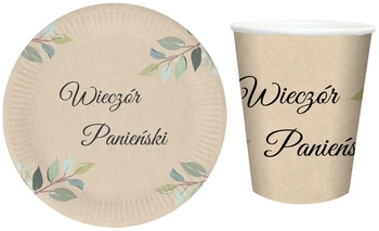 Zestaw Kraftowy na WIECZÓR PANIEŃSKI Talerzyki Kubeczki Rustykalne 12szt