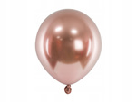 Balony RÓŻOWE ZŁOTO chromowane 12cm GLOSSY 5szt roczek urodziny ROSE GOLD