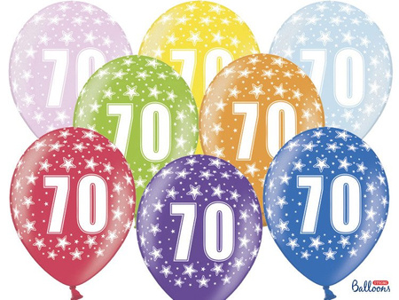 Balony SIEDEMDZIESIĄT 36cm na 70 urodziny 5szt mix