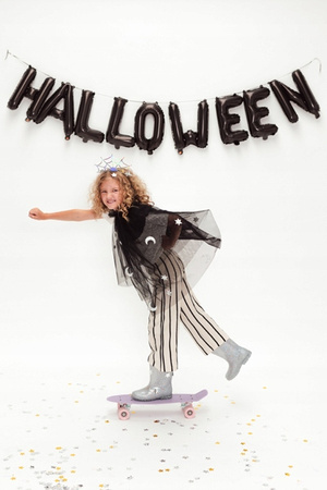 Duży Balon foliowy Czarny HALLOWEEN Napis Baner Girlanda Ozdoba 280x46cm