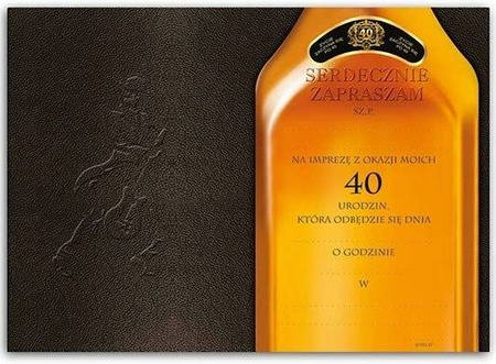 Zaproszenia na 40 urodziny JOHNNIE + koperty 10szt