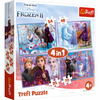 Puzzle KRAINA LODU Podróż w nieznane FROZEN ELZA ANNA OLAF 4w1 TREFL 4+