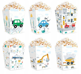 Pudełka na Popcorn AUTA samochody 6szt roczek