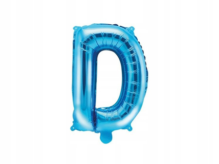 Balon NIEBIESKI foliowy Litera D 35cm na urodziny