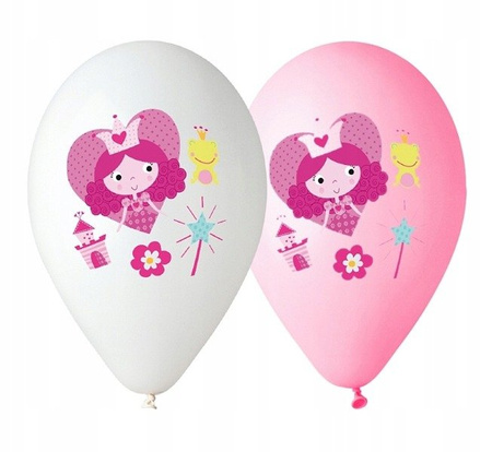 Balony 30cm Premium różowe białe KSIĘŻNICZKA 5szt