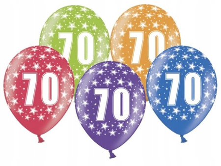 Balony SIEDEMDZIESIĄT 36cm na 70 urodziny 5szt mix