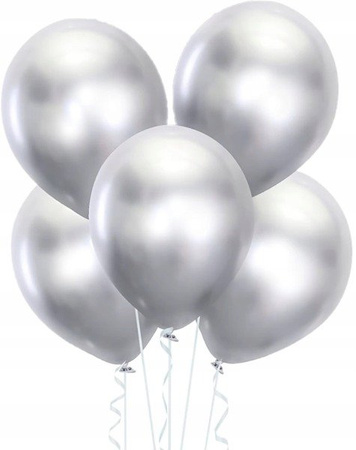 Balony SREBRNE 30cm CHROMOWANE 5szt na urodziny