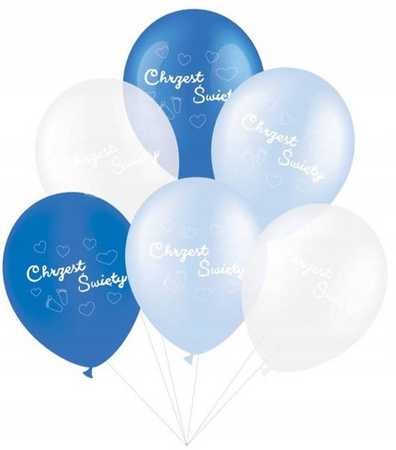 Balony na CHRZEST dla CHŁOPCA Niebieskie 30cm 6szt