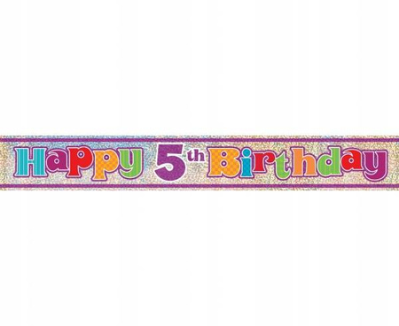 Baner napis HAPPY 5th BIRTHDAY na 5 urodziny 365cm